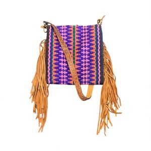 Sunrise Saddle Blanket Crossbody with Suede Fringe Purse Bag